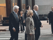 Hillary Clinton caught on video stepping back after pushy former president nudges her at busy NYC intersection